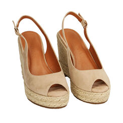Sandali beige in microfibra, zeppa 10,5 cm, 194910901MFBEIG038, 002a