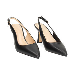 Décolleté slingback donna nere, tacco 8 cm, Primadonna, 254902503EPNERO036, 003 preview