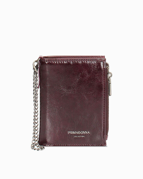 Cartera burdeos con cadena plateada, BURGUNDY