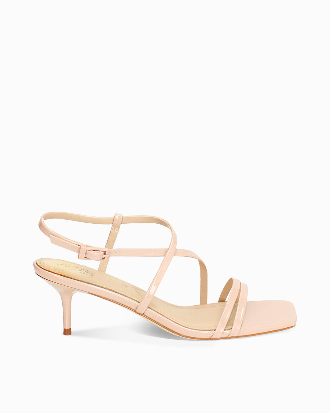 Sandalo donna nude in vernice, tacco 5,5 cm