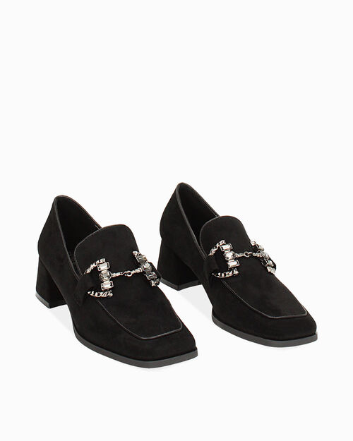 Mocassin noir en microfibre, BLACK