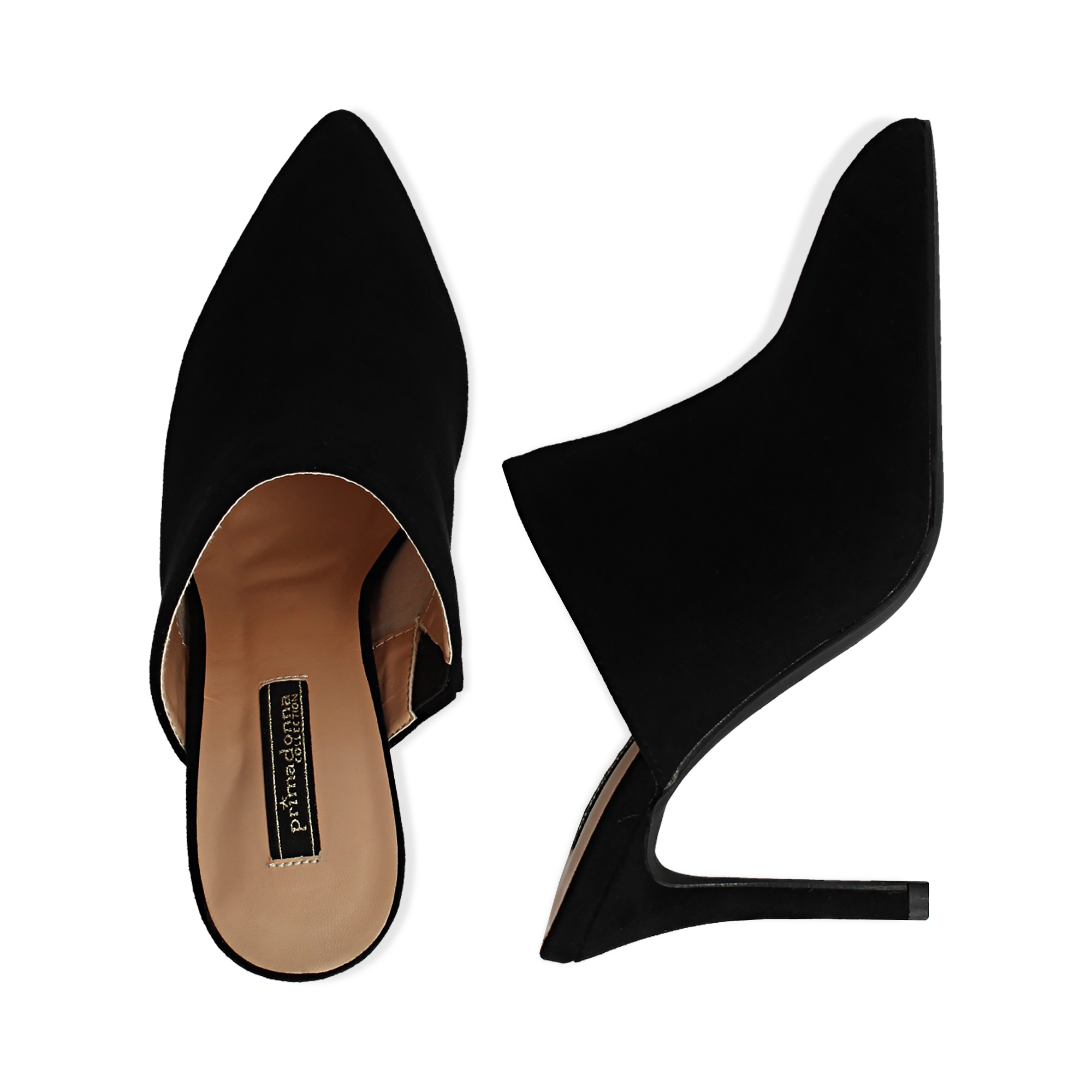 Mules nere in microfibra, tacco 9 cm | Primadonna Collection