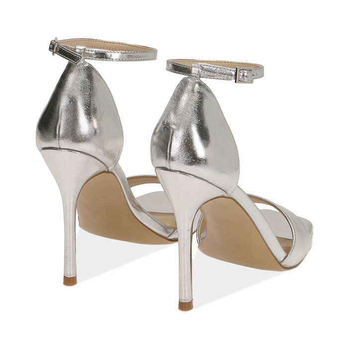 Sandali argento laminato, tacco 11 cm | Primadonna Collection