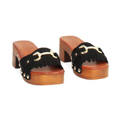 Zoccoli da donna con morsetto neri, in camoscio, Primadonna, 254990301CMNERO035, 002 preview
