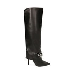 Stivali neri con catena, tacco 10,5 cm, Primadonna, 222186178EPNERO035, 001 preview