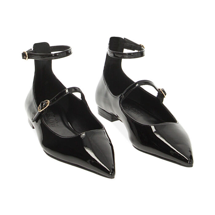 Ballerine donna nere in vernice a punta Primadonna Collection