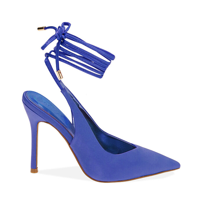 Slingback donna blu in raso tacco 11 cm Primadonna Collection