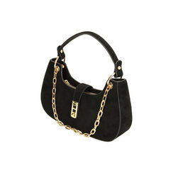 Mini-bag nera con catene in microfibra, Primadonna, 225125078MFNEROUNI, 002 preview