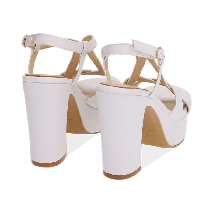 Sandali donna bianchi con plateau, tacco 11 cm | Primadonna Collection