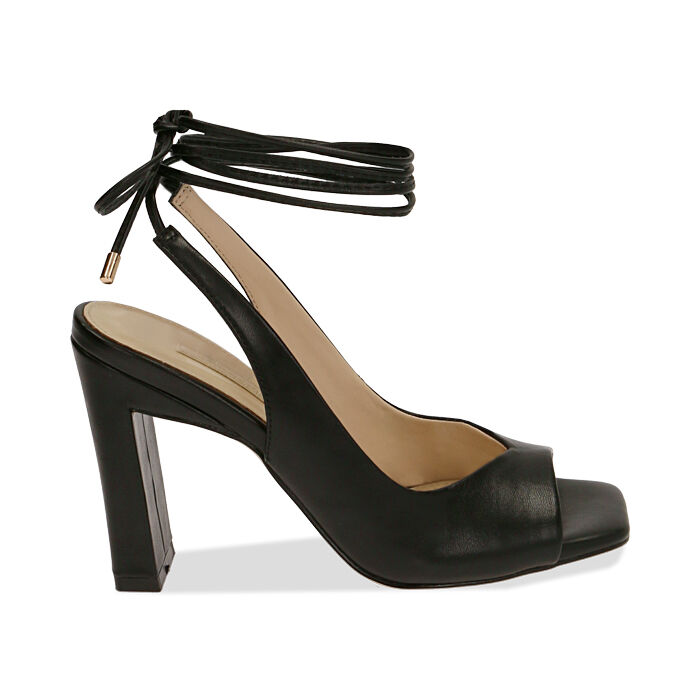 Sandalias negras con cordones, tacón 9,50 cm | Colección Primadonna  Collection