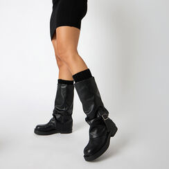 Boots motard noirs avec talon de 4 cm pour une touche audacieuse, Primadonna, 26P620704EPNERO035, 002a