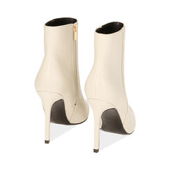 Ankle boots couleur crème, talon 10,5 cm , Soldés, 182113101EPPANN035, 004 preview