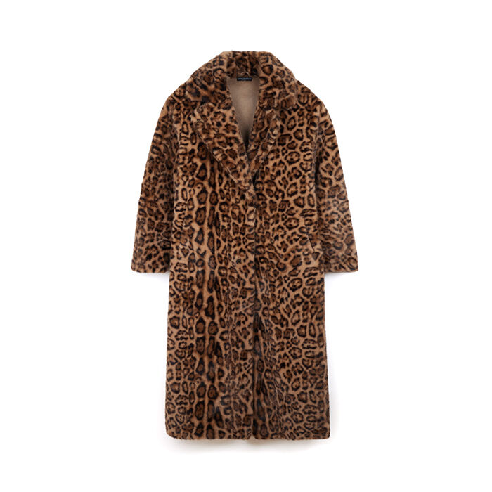 Abrigo de piel largo de leopardo para mujer, Primadonna, 26B451303FULEOPM