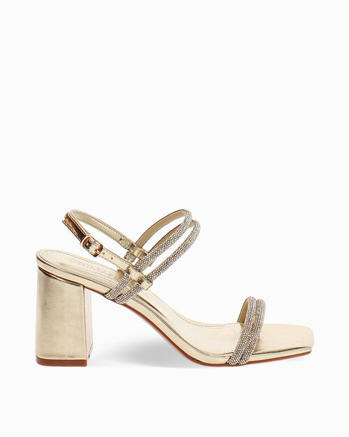 Sandali con tacco oro 7,5 cm, GOLD