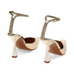 Décolleté slingback donna dorate in laminato, tacco 10 cm, Primadonna, 252193601LMOROG035, 004 preview