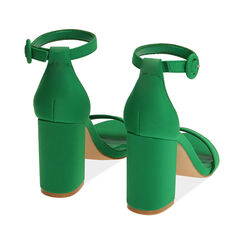 Sandales en lycra vert, talon 9 cm , Fin de Collection, 192783414LYVERD036, 004 preview