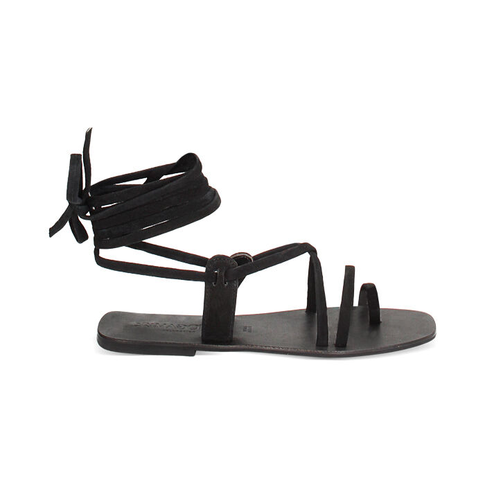 Sandali con lacci in pelle neri, Primadonna, 236704151CMNERO035