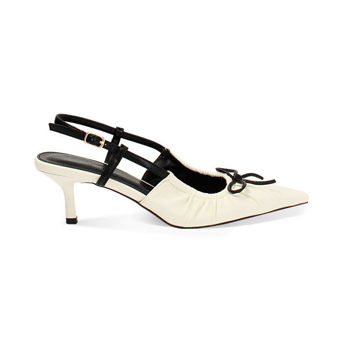 Décolleté slingback donna panna con fiocchetto, Primadonna, 254931517EPPANN035