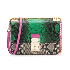 Borsa verde e fuxia in eco-pelle effetto snake skin,