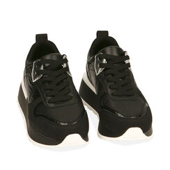 Sneakers nere, suola 3 cm , Primadonna, 200636102EPNERO035, 002a