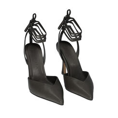 Slingback lace-up nere, tacco 9,5 cm , 192126304EPNERO037, 002a