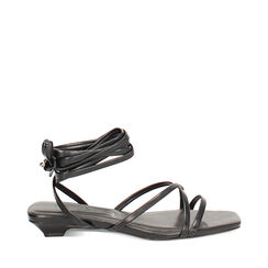 Sandalia con tacón para mujer negra trenzada, Primadonna, 25P800119EPNERO035, 001a