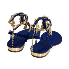 Sandali infradito gioiello blu in raso, Primadonna, 194909992RSBLUE036, 003 preview