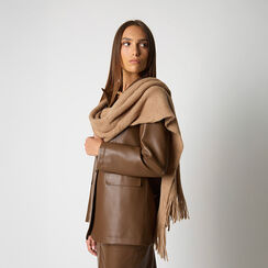 Écharpe enveloppante pour femme en tissu camel, Primadonna, 26B419803TSCAMEUNI, 002a