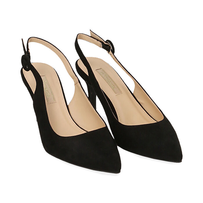 Slingback nere in microfibra, tacco 7 cm | Primadonna Collection