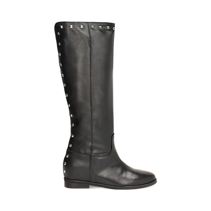 Stivali in pelle neri, con borchie, Primadonna, 24L610000PENERO035