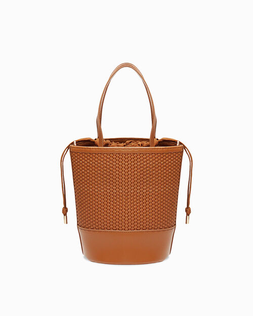 Borsa a mano cognac con tracolla removibile, COGNAC