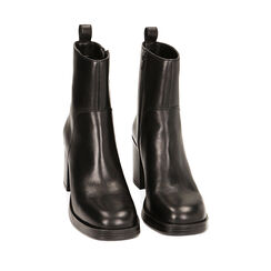 Bottines noires en cuir, talon de 8,4 cm, 22B814401PENERO035, 002a