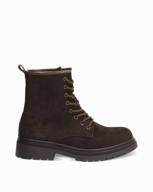 Dark brown combat boot with 4.3 cm heel, DK BROWN