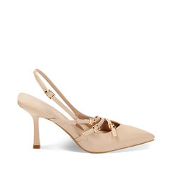 Décolleté slingback beige, tacco 8,5 cm, Primadonna, 232161225EPBEIG037, 001a