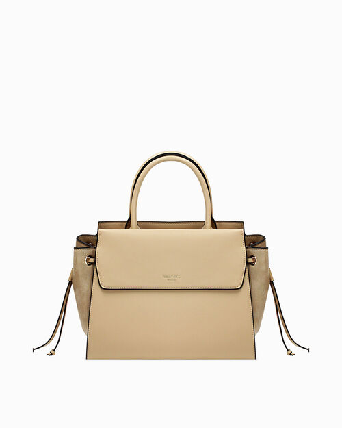 Bolso de mano beige con detalles elegantes, BEIGE