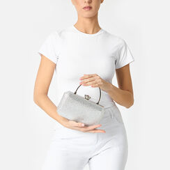 Pochette femme argenté en laminé avec pierres, Primadonna, 255109981LPARGEUNI, 002a