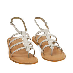 Sandali flat in pelle bianca, Primadonna, 216702037PEBIAN036, 002a