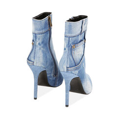 Botines de mujer en jean denim, tacón de 10,5 cm, Primadonna, 212127301TSJEAN035, 003 preview