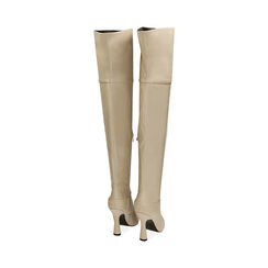 Botas sobre las rodillas color crema, tacón 10,5 cm, Primadonna, 202139612EPPANN035, 003 preview