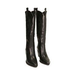 Stivali neri texani, tacco 8 cm, Primadonna, 213073127EPNERO035, 002 preview