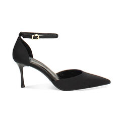 Décolleté open shank nere da donna in tessuto con tacco di 7,5 cm, Primadonna, 262178010LYNERO035, 001 preview