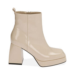 Ankle boots panna in naplack, tacco 9 cm , Primadonna, 204981701NPPANN036, 001 preview
