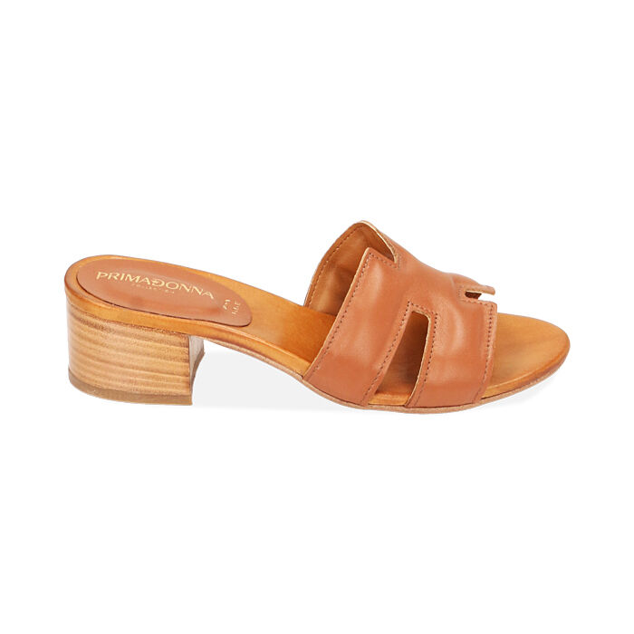 Mules Open Toe donna cognac in pelle Primadonna Collection