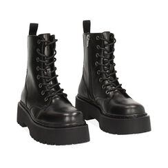 Anfibi neri lucidi con suola in gomma di 5 cm, Primadonna, 267533391EUNERO035, 003 preview