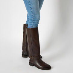 Stivali in vera pelle testa di moro con fibbietta, Primadonna, 26N530005PEMORO036, 002a