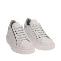 Sneakers bianco/argento in pelle, Primadonna, 17L600101PEBIAR037, 002a