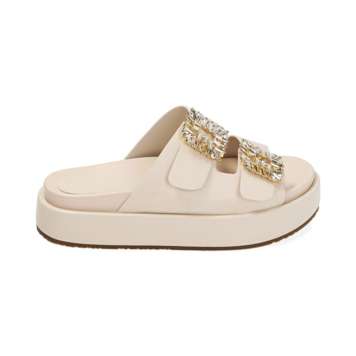 Ciabatte donna gioiello panna zeppa 3 5 cm Primadonna Collection