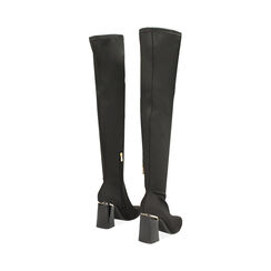 Stivali sopra il ginocchio neri in tessuto, tacco largo 9 cm, Primadonna, 244914909LYNERO035, 003 preview