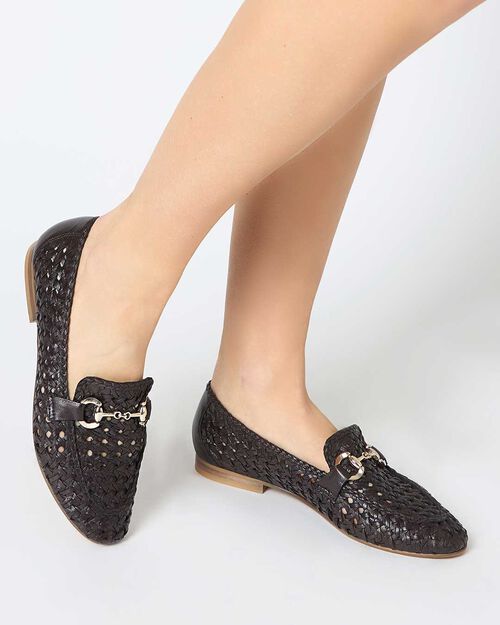 Mocassino testa di moro in pelle intrecciata, DK BROWN