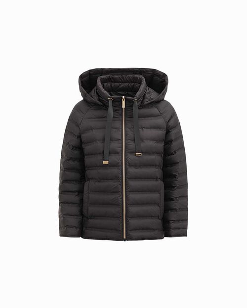 Doudoune noire avec capuche r&eacute;glable, BLACK